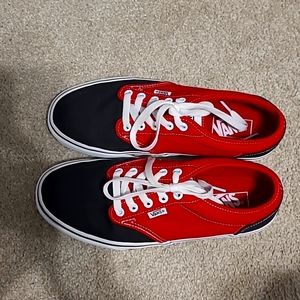 VANS Mens Size 8.5 Black Red White Checkerboard on Side